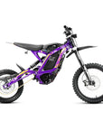Complete left side full body shot of TE high performance electric dirt bike for rough offroad terrain