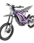 Front full body studio product picture of purple TE high speed dirt ebike built for outdoor offroad