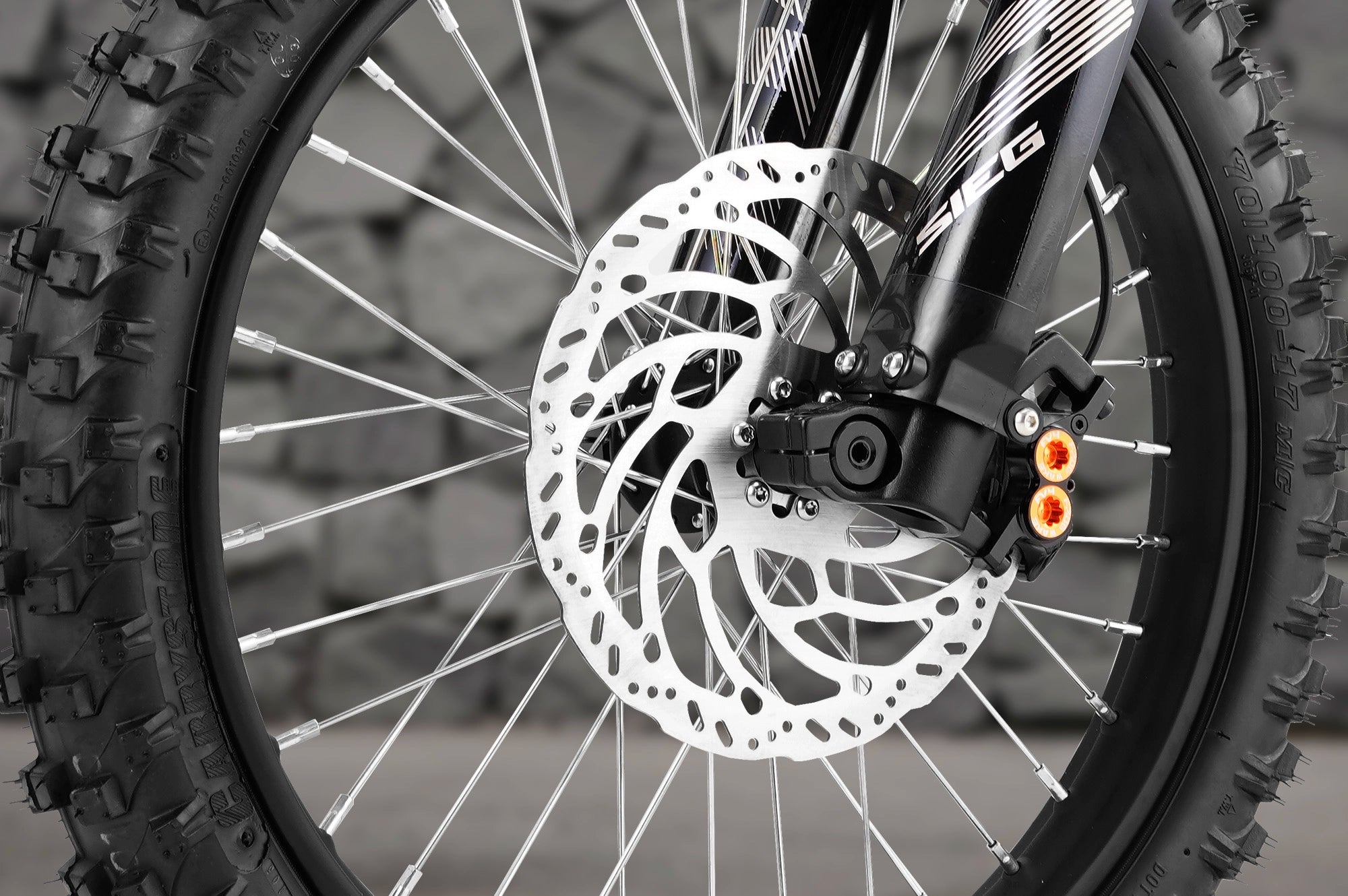 TE dirt ebike responsive hydraulic front and rear disc brake system