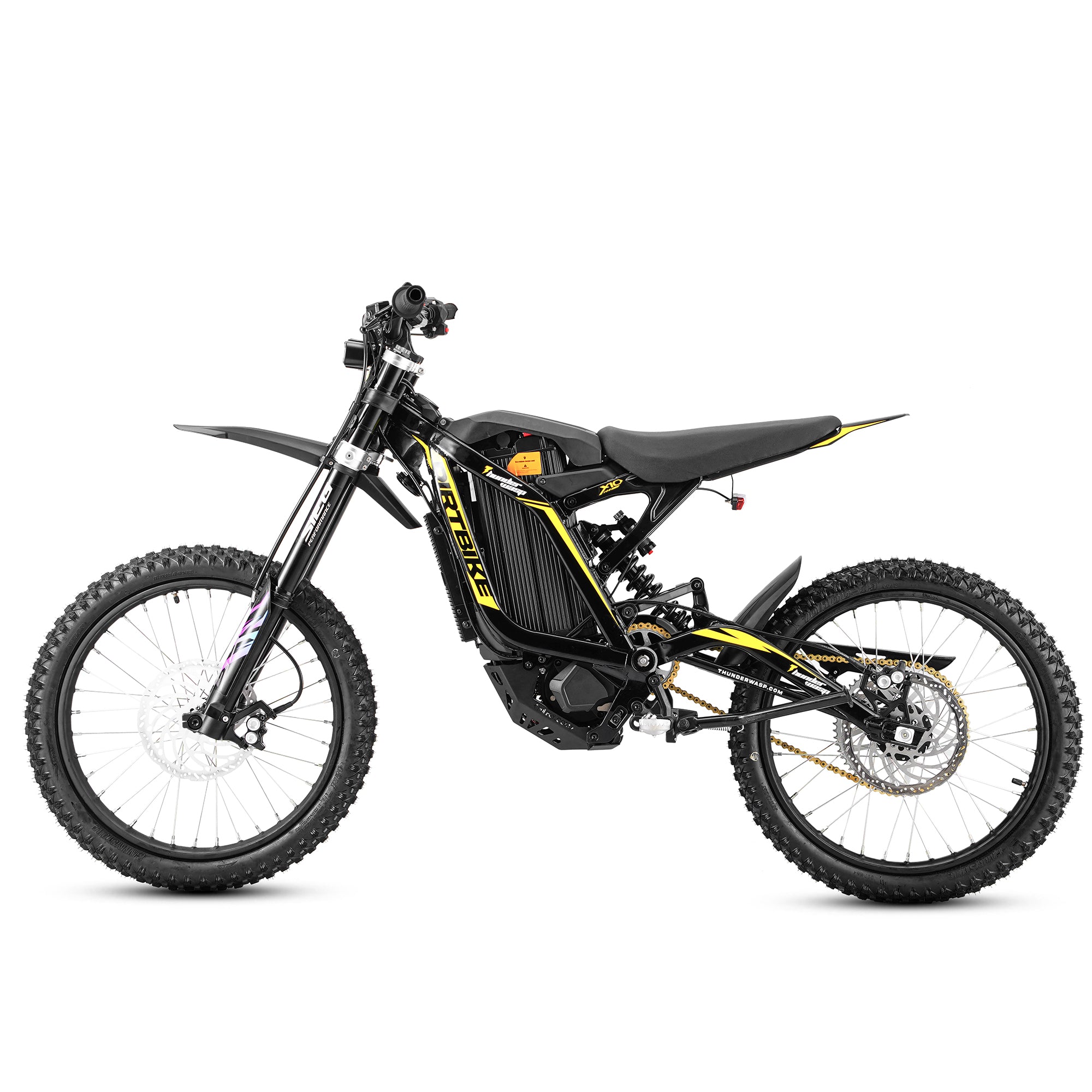 X10 electric dirt bike for adults right side view with 72V 35Ah battery